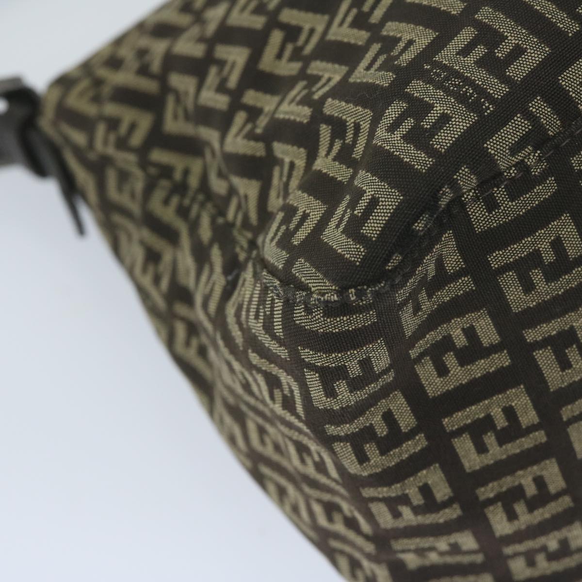 FENDI Zucchino Canvas Mamma Baguette Shoulder Bag Brownyk9694