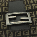 FENDI Zucchino Canvas Mamma Baguette Shoulder Bag Brownyk9694