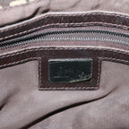 FENDI Zucchino Canvas Mamma Baguette Shoulder Bag Brownyk9694