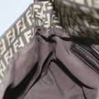 FENDI Zucchino Canvas Mamma Baguette Shoulder Bag Brownyk9694