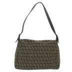 FENDI Zucchino Canvas Mamma Baguette Shoulder Bag Brownyk9694