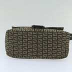 FENDI Zucchino Canvas Mamma Baguette Shoulder Bag Brownyk9694