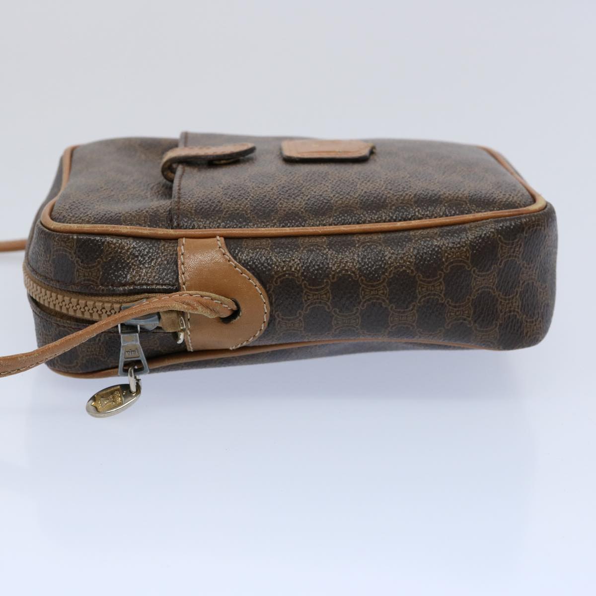 CELINE Macadam Canvas Shoulder Bag PVC Leather Brown 9733