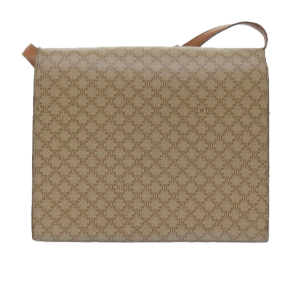 CELINE Macadam Canvas Shoulder Bag PVC Beige Brown Auth yk9762