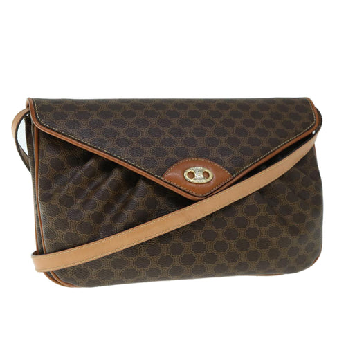 CELINE Macadam Canvas Shoulder Bag PVC Brown 9824