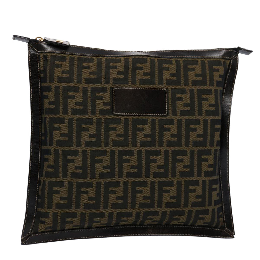 FENDI Zucca Canvas Clutch Bag Brownyk9827