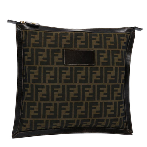 FENDI Zucca Canvas Clutch Bag Brownyk9827