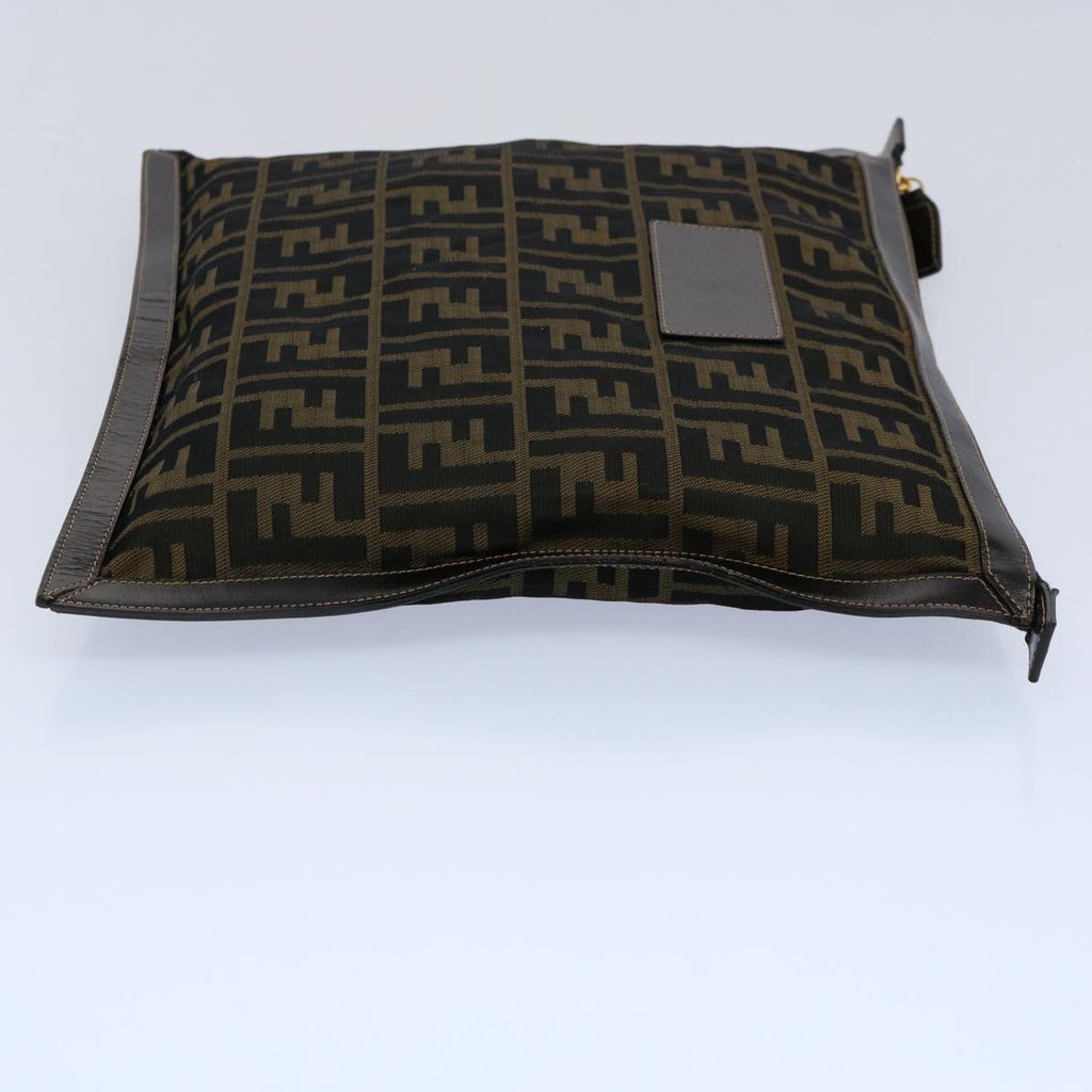 FENDI Zucca Canvas Clutch Bag Brownyk9827