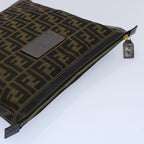 FENDI Zucca Canvas Clutch Bag Brownyk9827