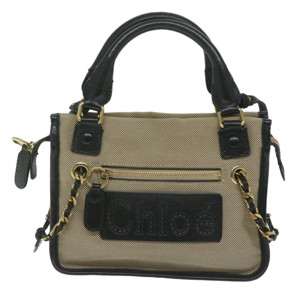 Chloe Harley Hand Bag Canvas Leather 2way Beige 03 10 51 5811 yk9862