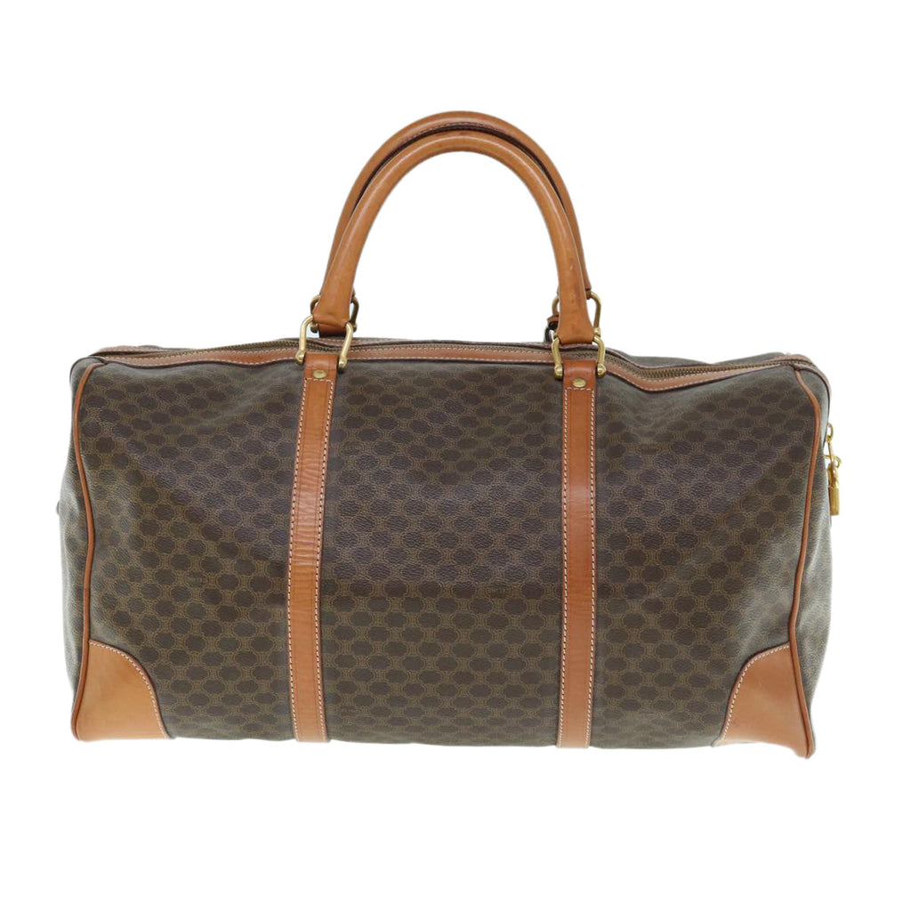 CELINE Macadam Canvas Boston Bag PVC Leather Brown 9937