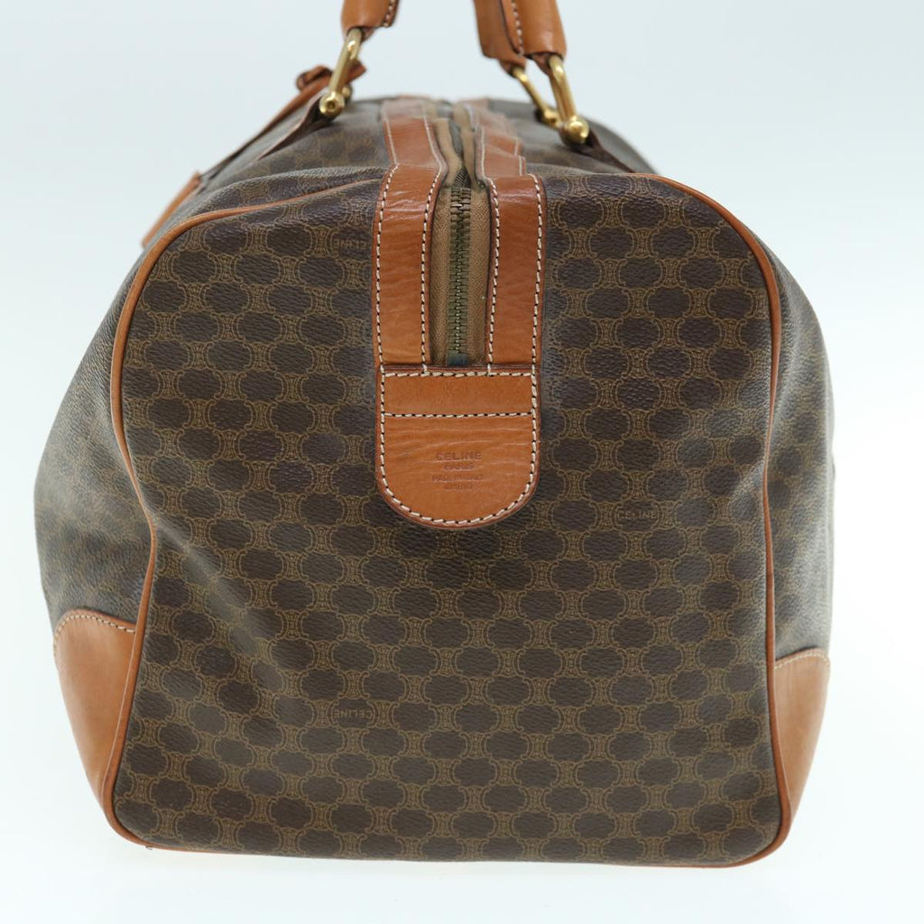 CELINE Macadam Canvas Boston Bag PVC Leather Brown 9937