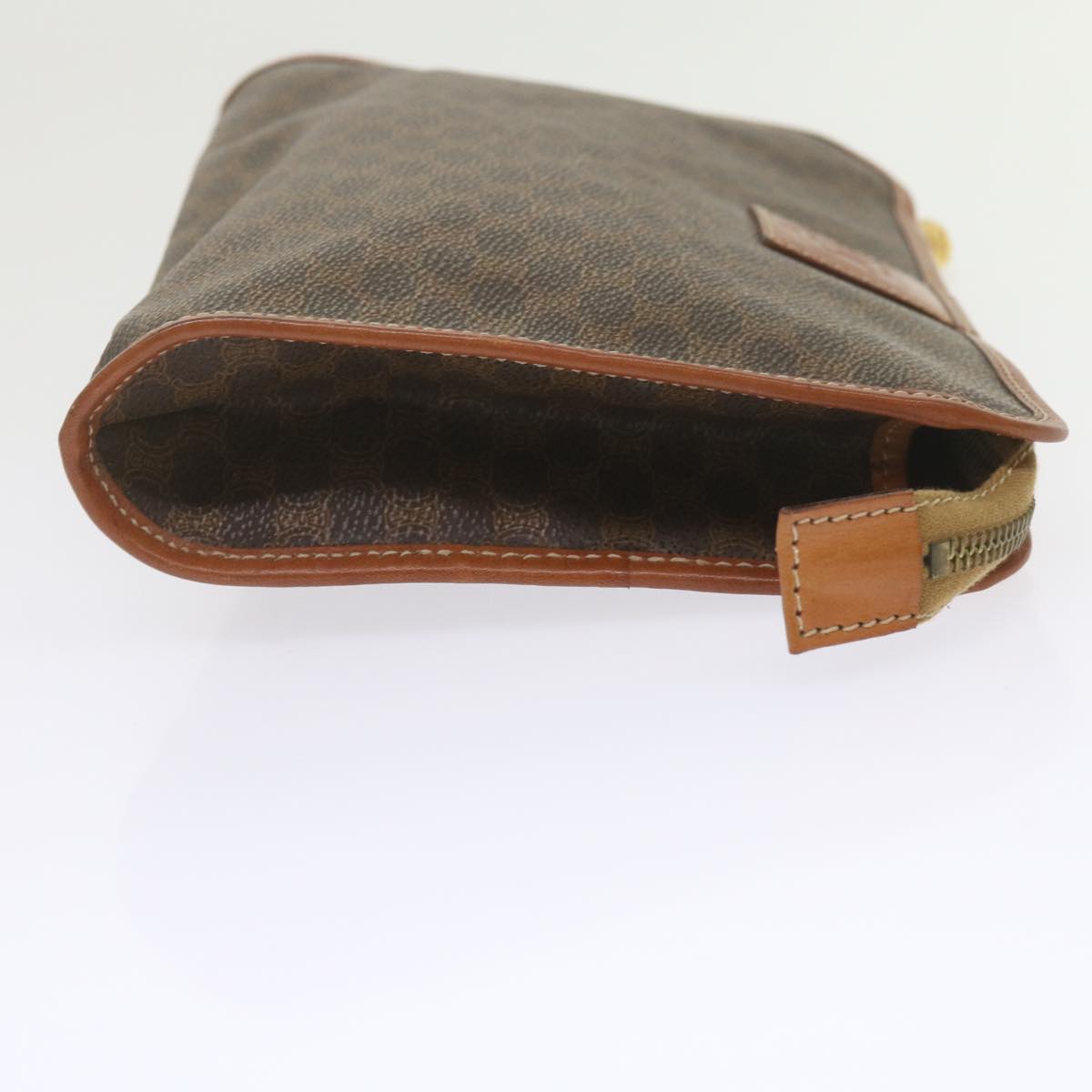 CELINE Macadam Canvas Clutch Bag PVC Leather Brown 9943