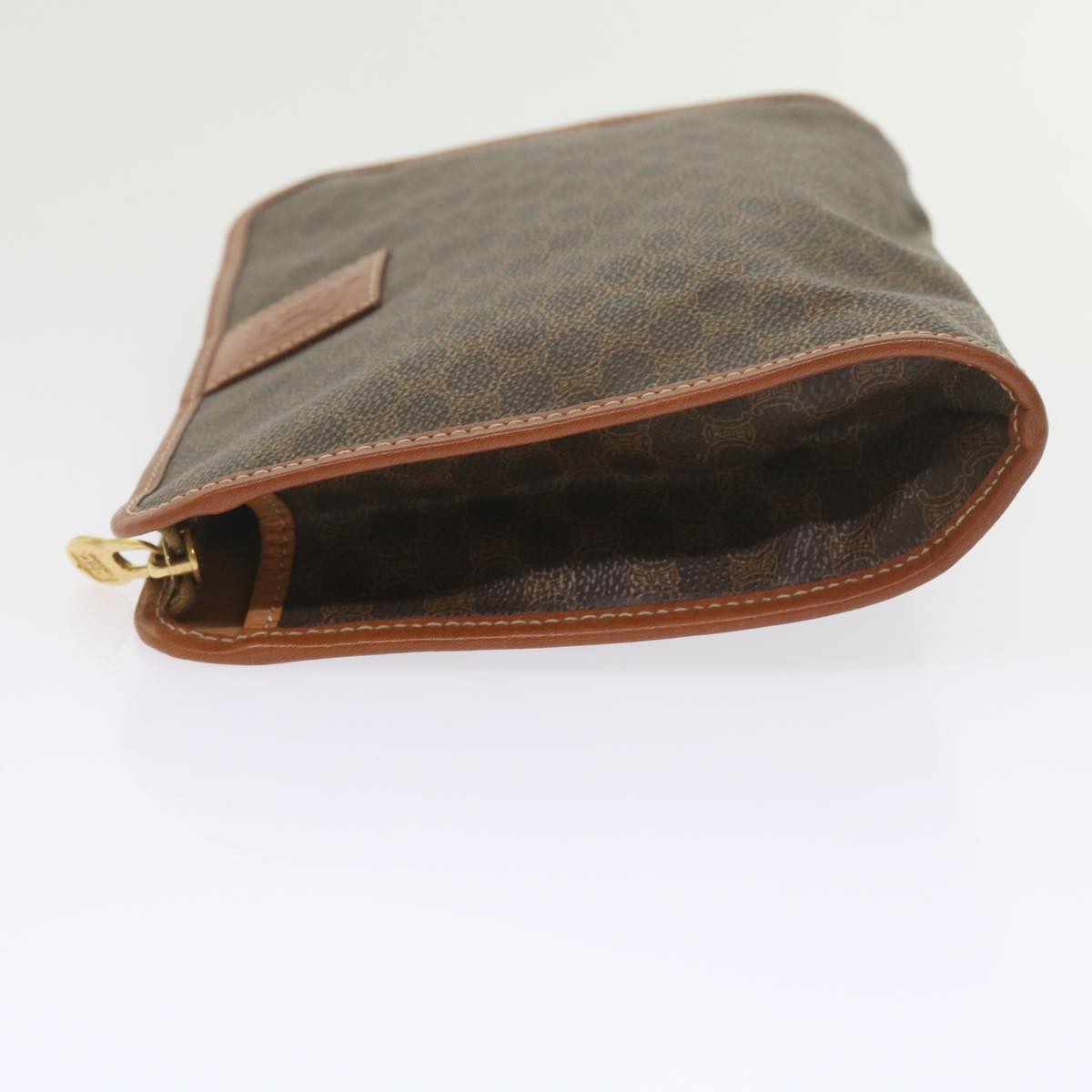 CELINE Macadam Canvas Clutch Bag PVC Leather Brown 9943
