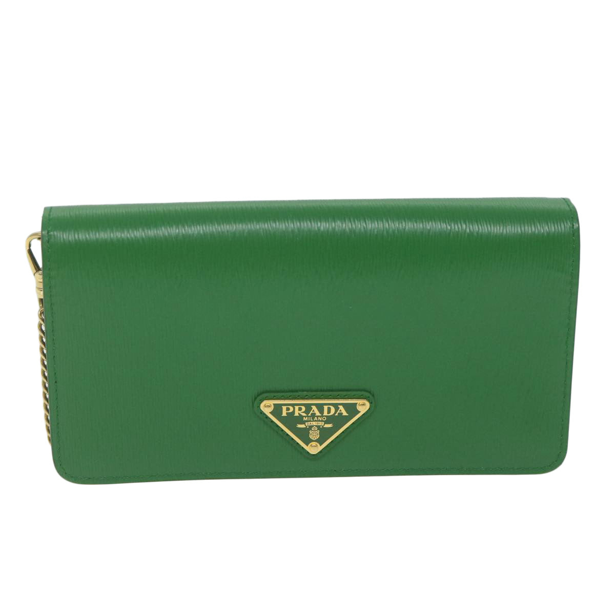 PRADA Chain Shoulder Bag Leather Green 1DH044  yk9947A