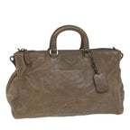 PRADA Hand Bag Leather Brown  yk9949