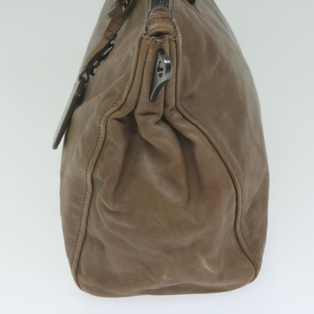 PRADA Hand Bag Leather Brown  yk9949