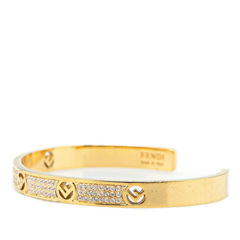 Fendi Rhinestone Bangle Bracelet Gold Plated