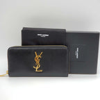 YSL Yves Saint Laurent Black Zippy Wallet