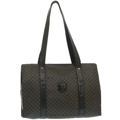 CELINE Macadam Canvas Tote Bag Black  yt711