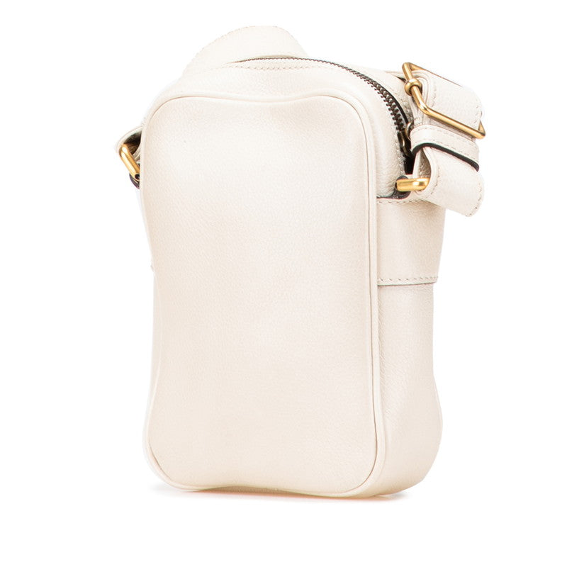 Gucci Logo Shearling Line Leather Shoulder Bag