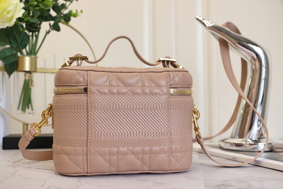 DIOR SMALL TRAVEL VANITY CASE BEIGE LAMBSKIN